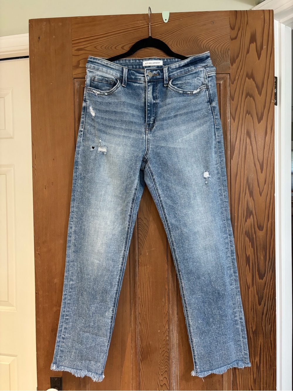 Flying Monkey Faded Blue Distressed Straight Leg Jeans Size 29